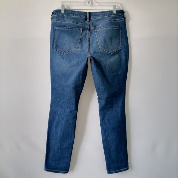 Old Navy Womens Blue Mid Rise Distressed Pop Icon Skinny Leg Jeans size 12 Short - Picture 4 of 6